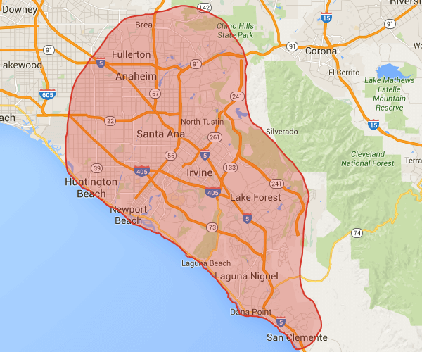 Our cleaning service areas in Orange County